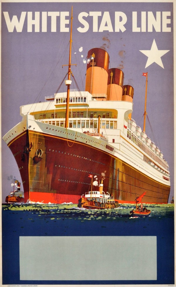 Original Vintage 1920 Travel Advertising Poster For White Star Line Cruises by VINTAGE POSTER
